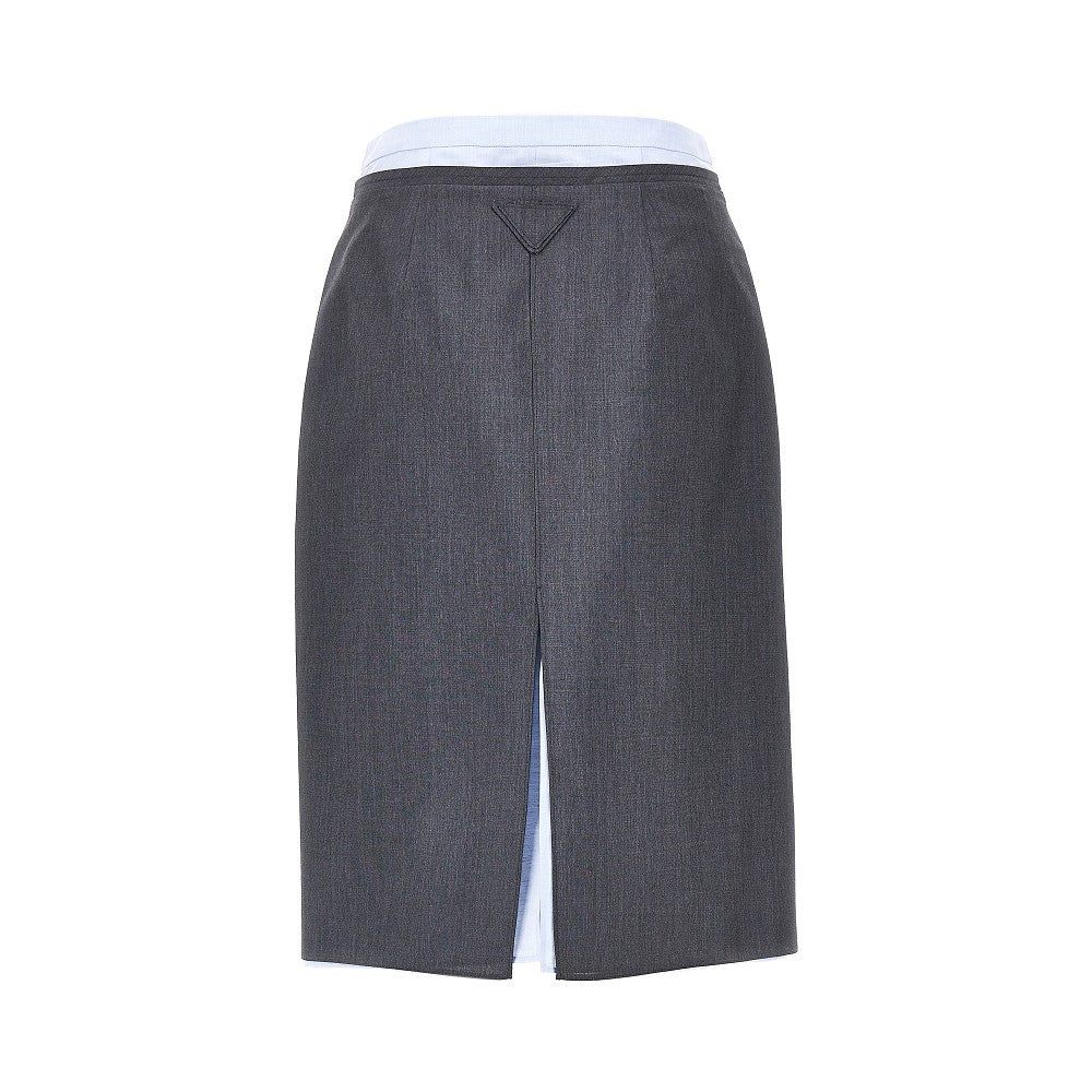 PRADA Light Mohair and Chambray layered midi skirt