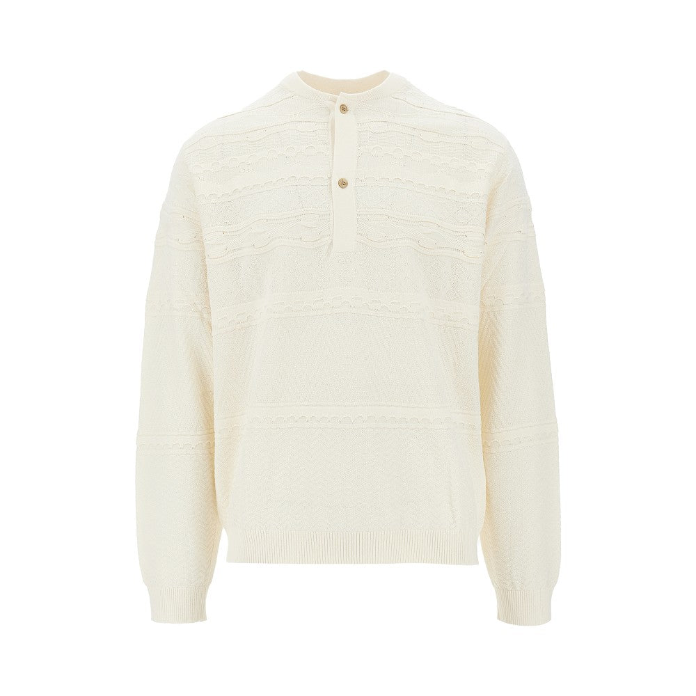 EMPORIO ARMANI Cotton-blend Henley collar sweater