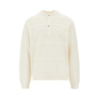 EMPORIO ARMANI Cotton-blend Henley collar sweater