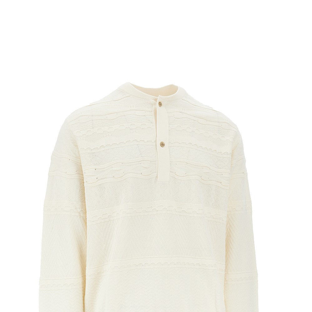 EMPORIO ARMANI Cotton-blend Henley collar sweater