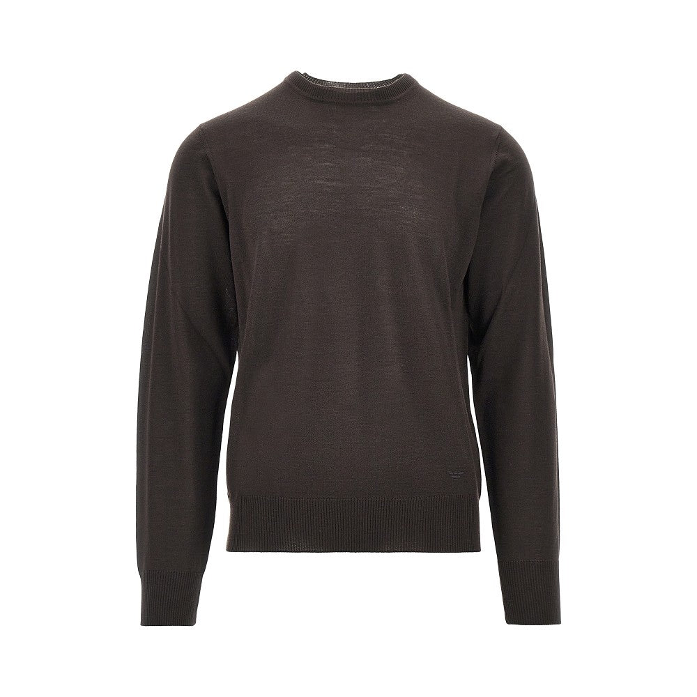 EMPORIO ARMANI Virgin wool sweater with Eagle embroidery
