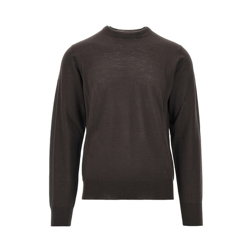 EMPORIO ARMANI Virgin wool sweater with Eagle embroidery