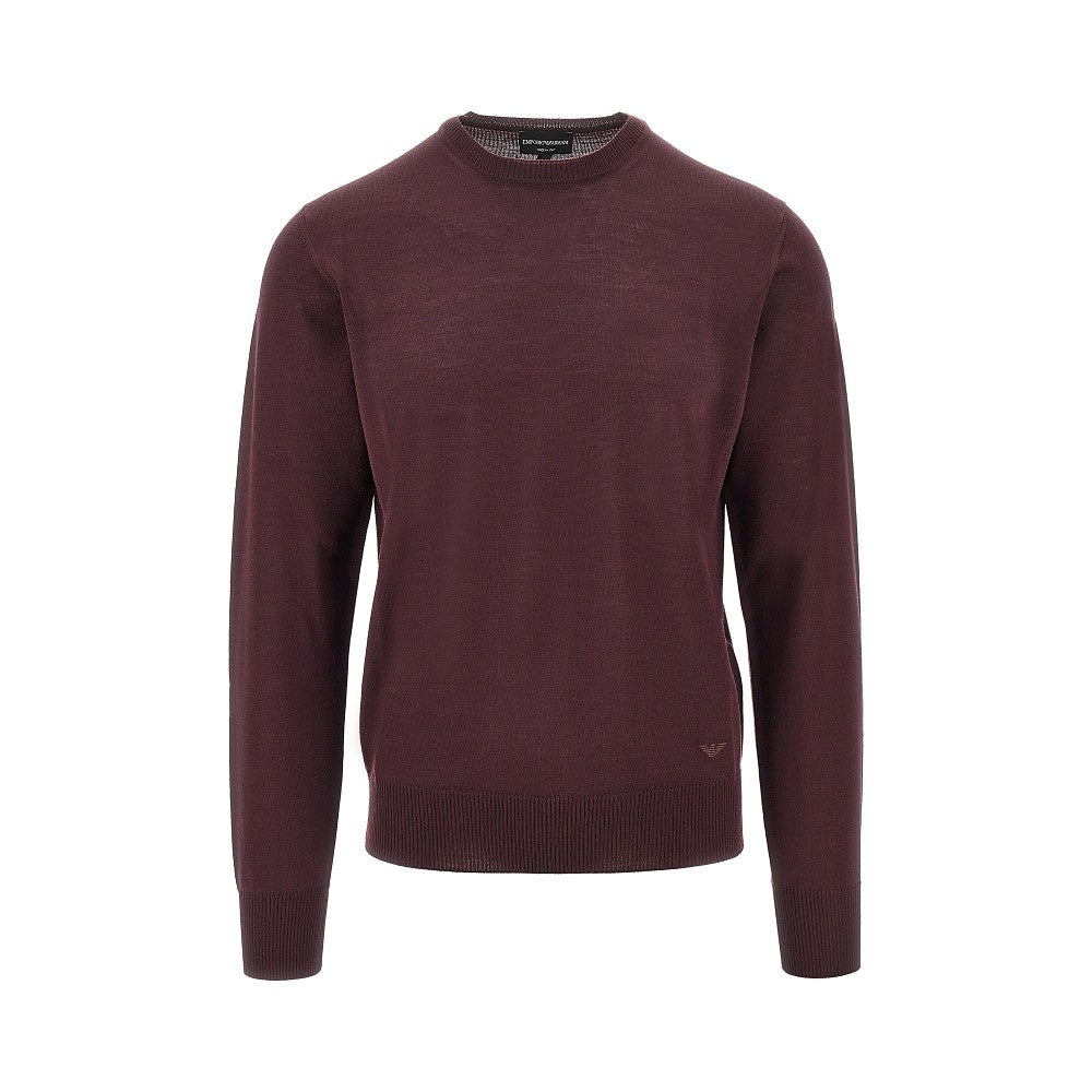 EMPORIO ARMANI Virgin wool sweater with Eagle embroidery