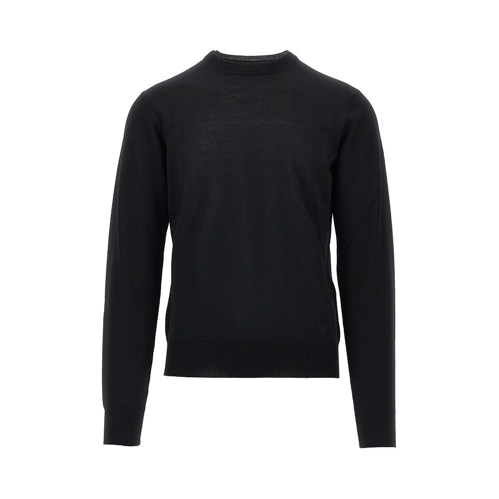 EMPORIO ARMANI Virgin wool sweater with Eagle embroidery
