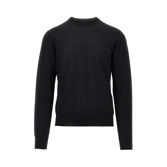 EMPORIO ARMANI Virgin wool sweater with Eagle embroidery