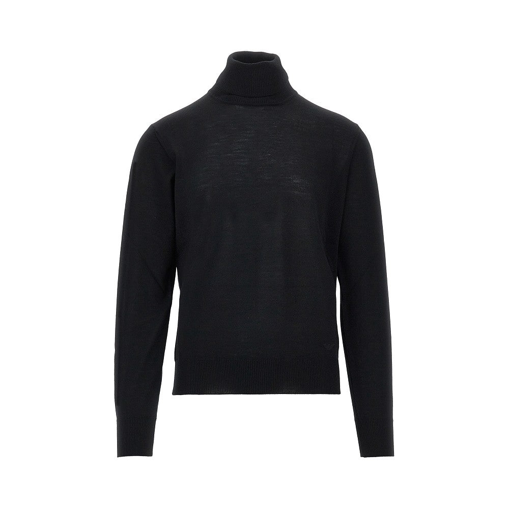EMPORIO ARMANI Virgin wool turtleneck with Eagle embroidery