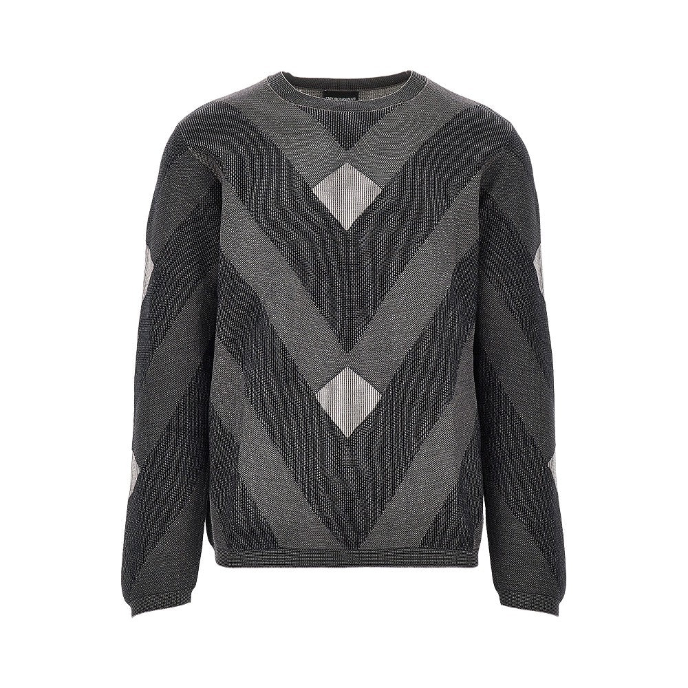 EMPORIO ARMANI Cotton sweater with jacquard motif