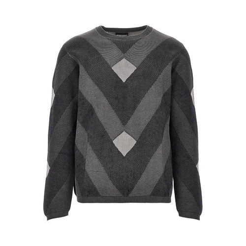 EMPORIO ARMANI Cotton sweater with jacquard motif