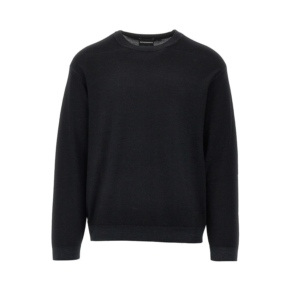 EMPORIO ARMANI Garment dyed wool crewneck sweater