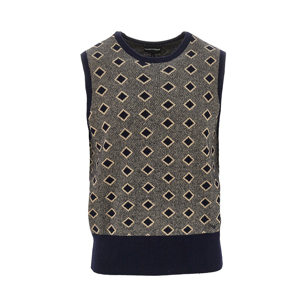 EMPORIO ARMANI Cashmere and wool vest with diamonds motif