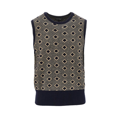 EMPORIO ARMANI Cashmere and wool vest with diamonds motif