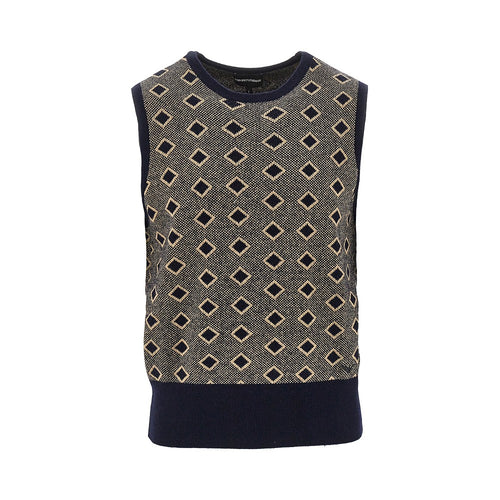EMPORIO ARMANI Cashmere and wool vest with diamonds motif