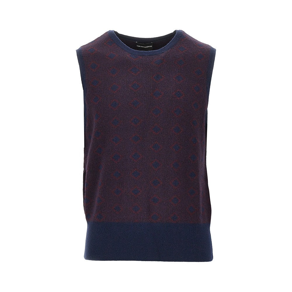 EMPORIO ARMANI Cashmere and wool vest with diamonds motif
