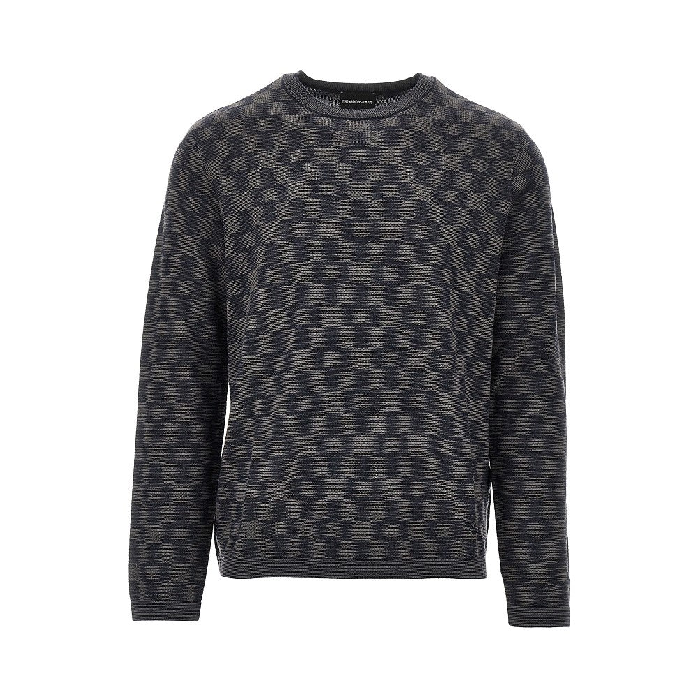 EMPORIO ARMANI Virgin wool sweater with Check motif
