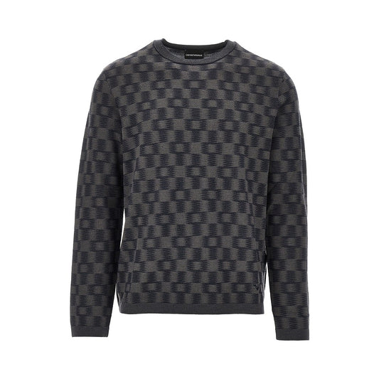 EMPORIO ARMANI Virgin wool sweater with Check motif