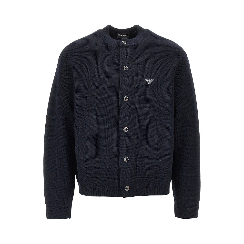EMPORIO ARMANI Wool and cotton crewneck cardigan