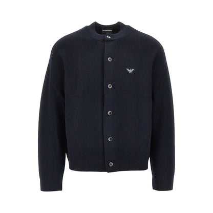 EMPORIO ARMANI Wool and cotton crewneck cardigan