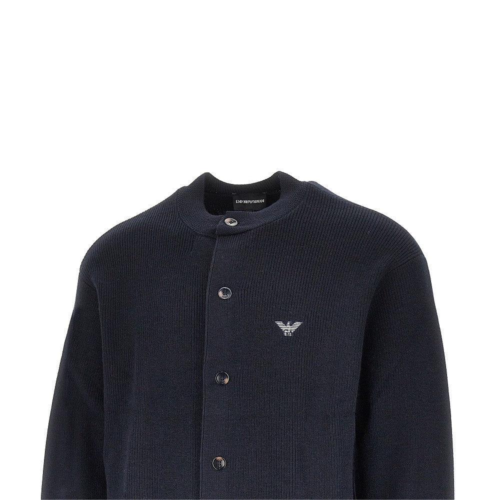 EMPORIO ARMANI Wool and cotton crewneck cardigan