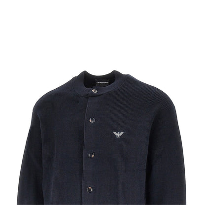 EMPORIO ARMANI Wool and cotton crewneck cardigan