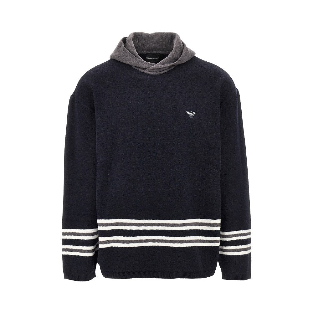 EMPORIO ARMANI Virgin wool hooded sweater