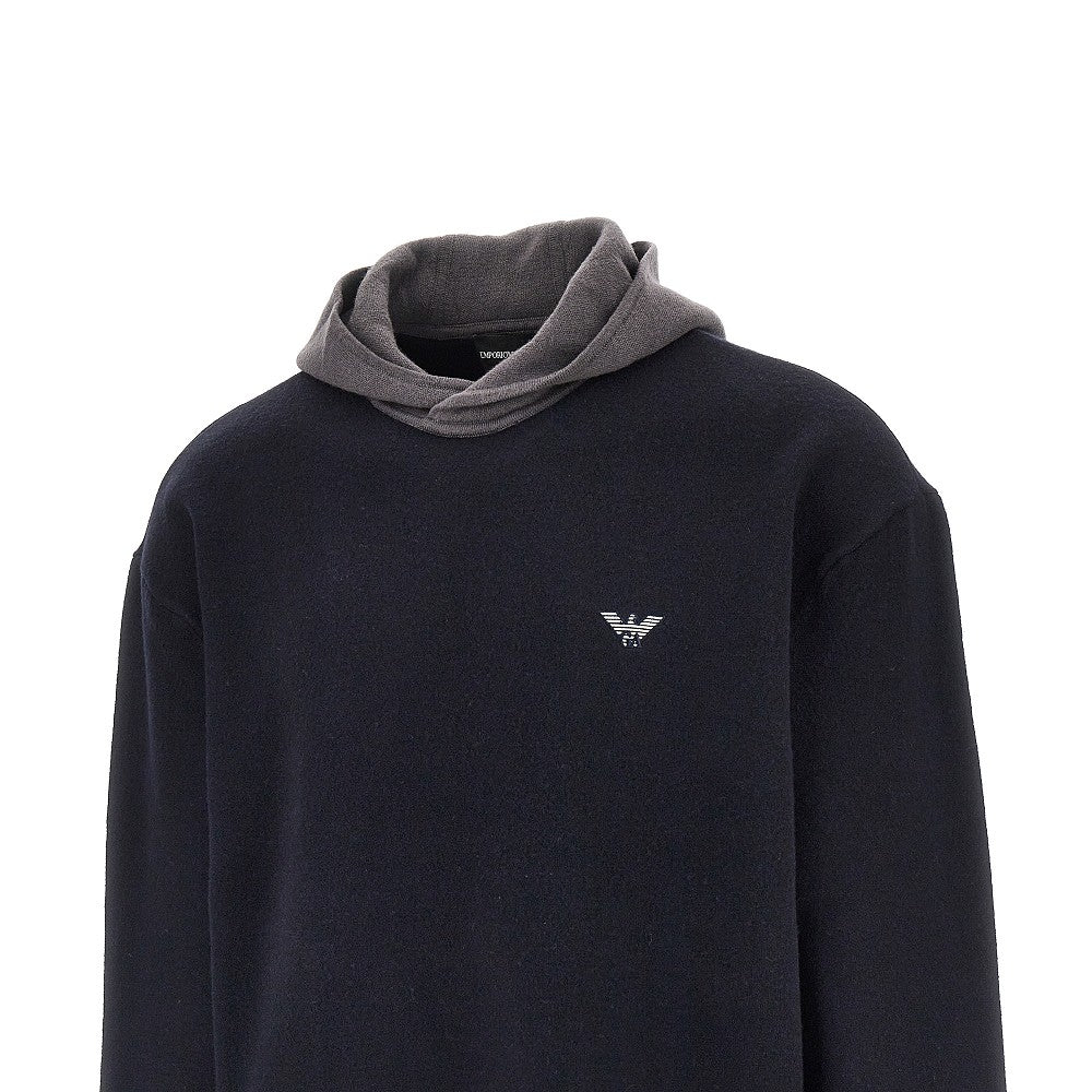 EMPORIO ARMANI Virgin wool hooded sweater