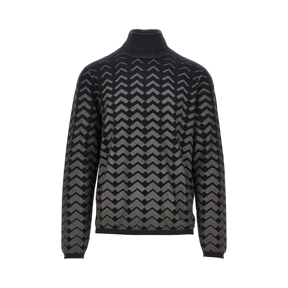 EMPORIO ARMANI Knitted turtleneck with chevron motif