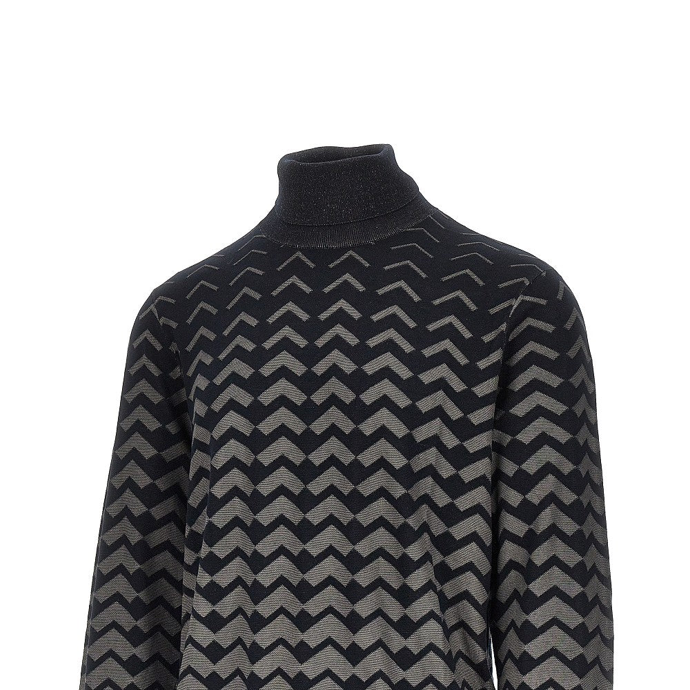 EMPORIO ARMANI Knitted turtleneck with chevron motif