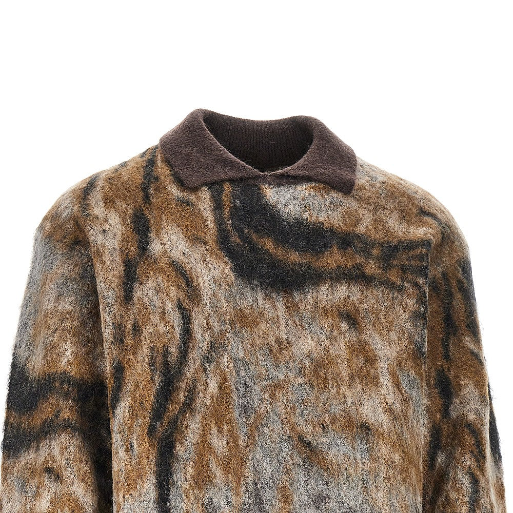 Emporio Armani Mohair-blend sweater with collar