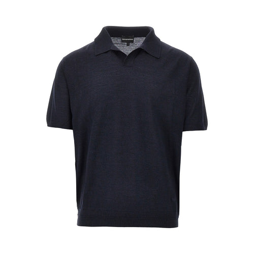 EMPORIO ARMANI Virgin wool and silk polo shirt