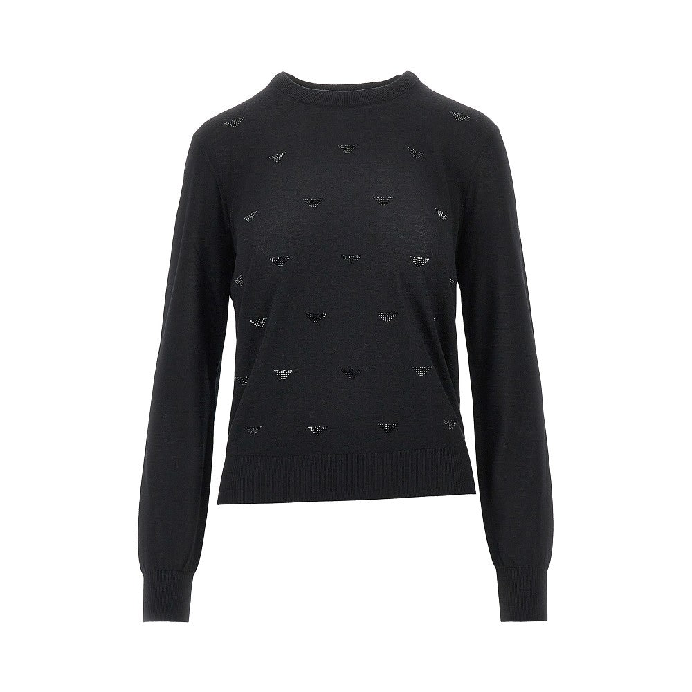 EMPORIO ARMANI Strass Eagle motif wool sweater