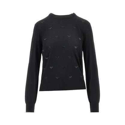 EMPORIO ARMANI Strass Eagle motif wool sweater