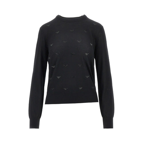 EMPORIO ARMANI Strass Eagle motif wool sweater