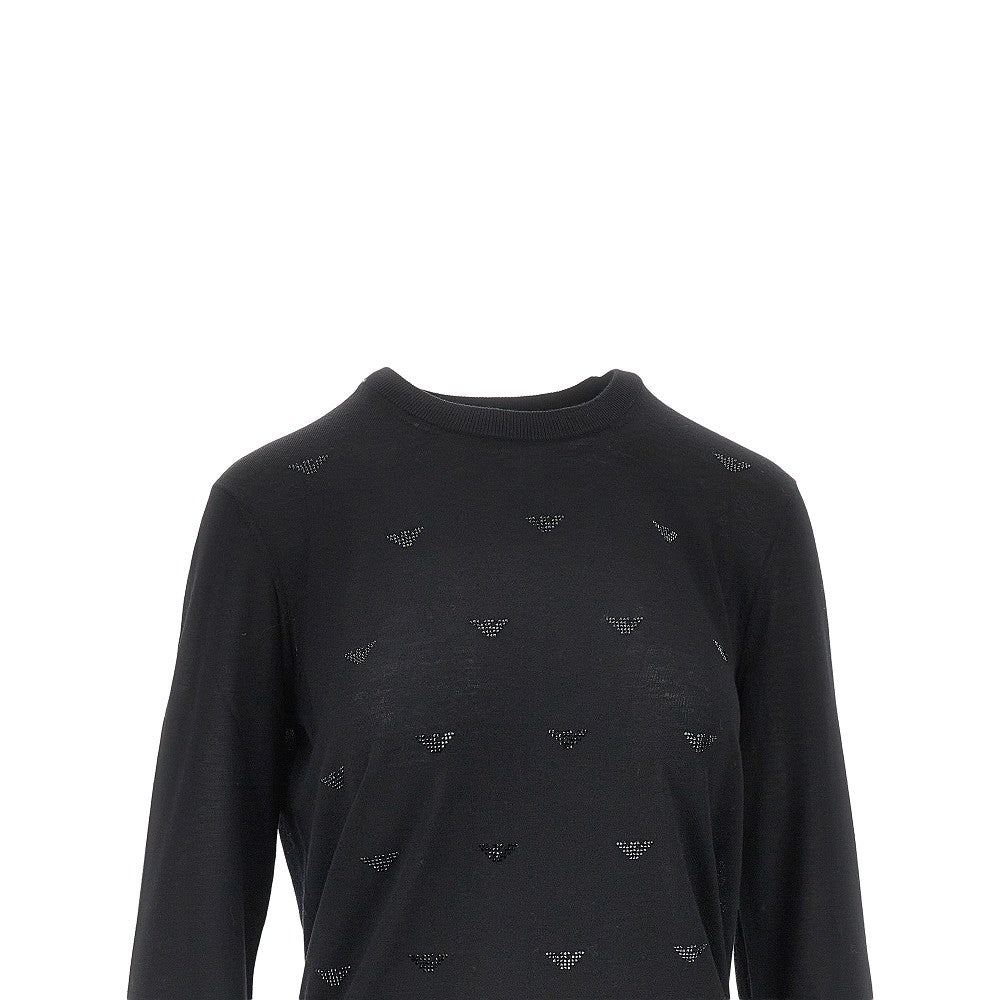 EMPORIO ARMANI Strass Eagle motif wool sweater