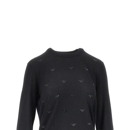 EMPORIO ARMANI Strass Eagle motif wool sweater