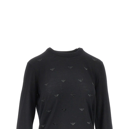 EMPORIO ARMANI Strass Eagle motif wool sweater