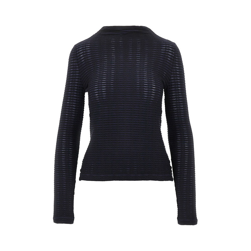 EMPORIO ARMANI Striped jacquard jersey top