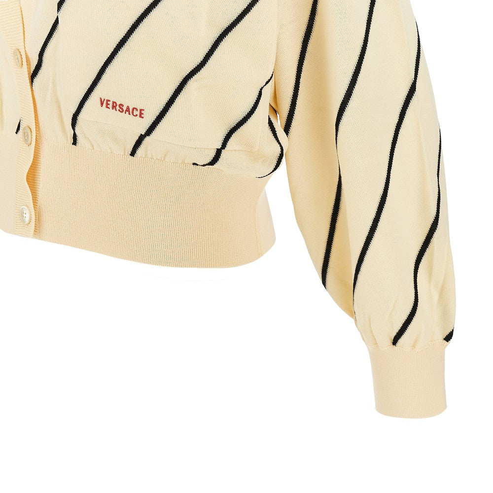 VERSACE Knitted cardigan with logo embroidery