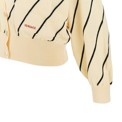 VERSACE Knitted cardigan with logo embroidery