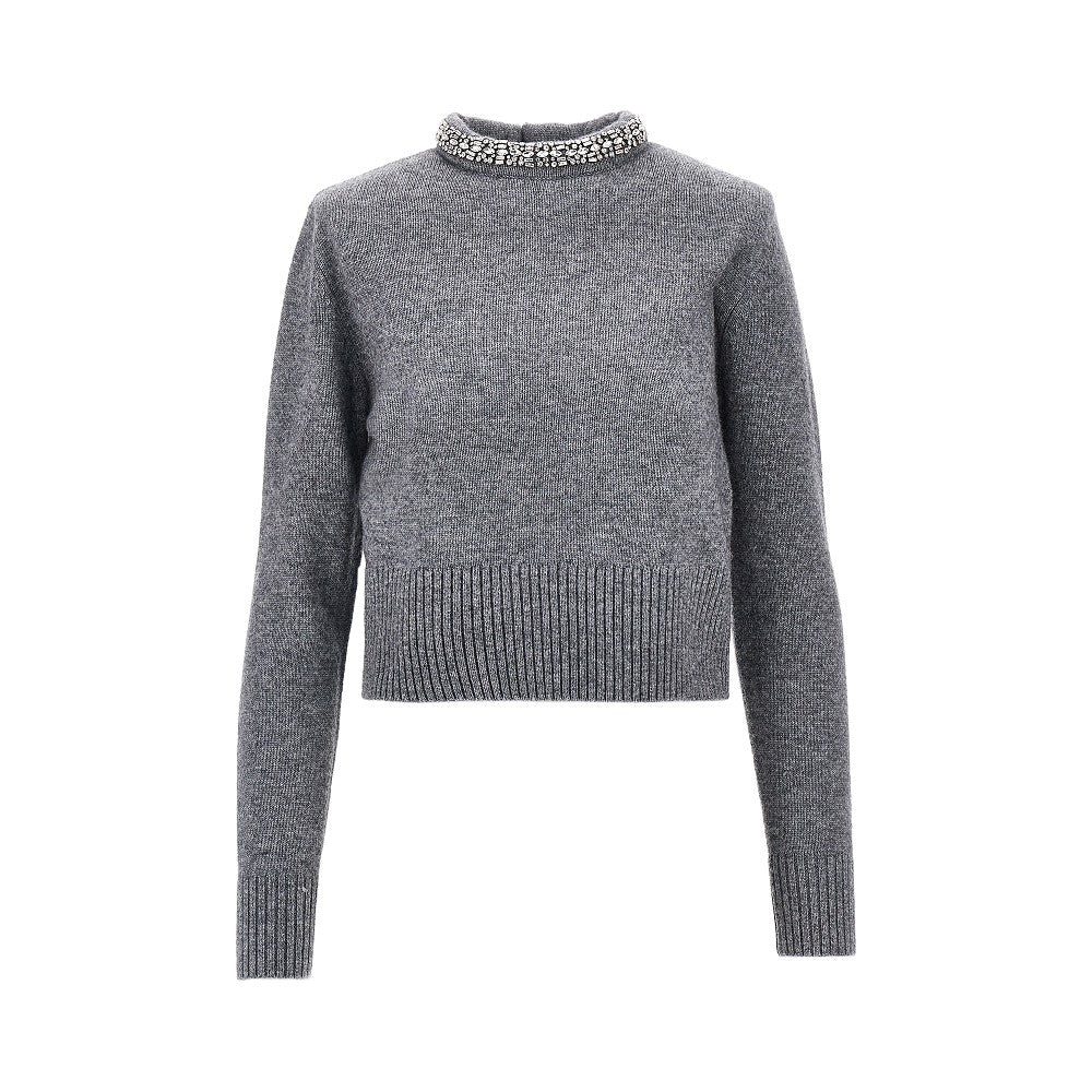 PINKO Knitted crewneck sweater with crystals