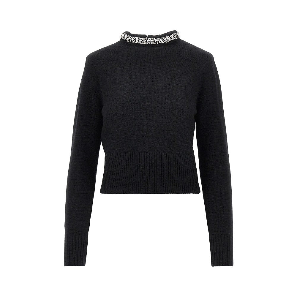 PINKO Knitted crewneck sweater with crystals