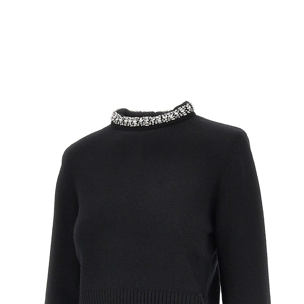 PINKO Knitted crewneck sweater with crystals