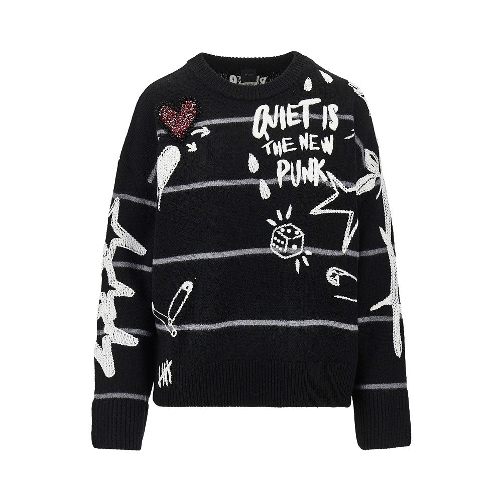 PINKO Quiet Is The New Punk' wool sweater