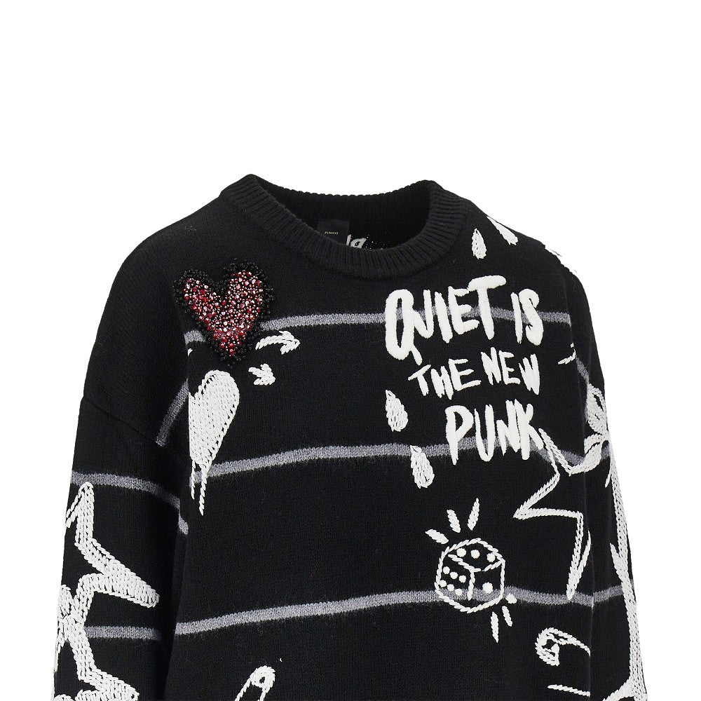 PINKO Quiet Is The New Punk' wool sweater