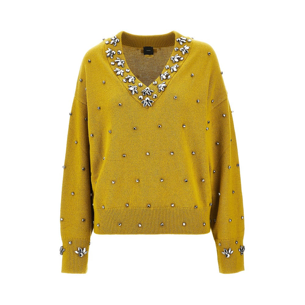 PINKO Jewelled wool and cashmere sweater