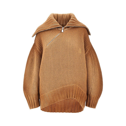 THE ATTICO Wool and cashmere sweater with slanted zip