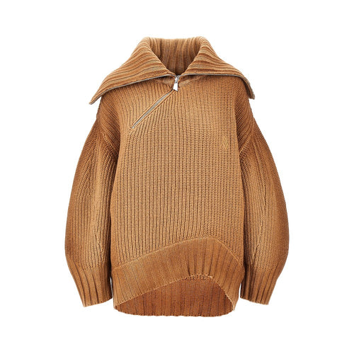 THE ATTICO Wool and cashmere sweater with slanted zip