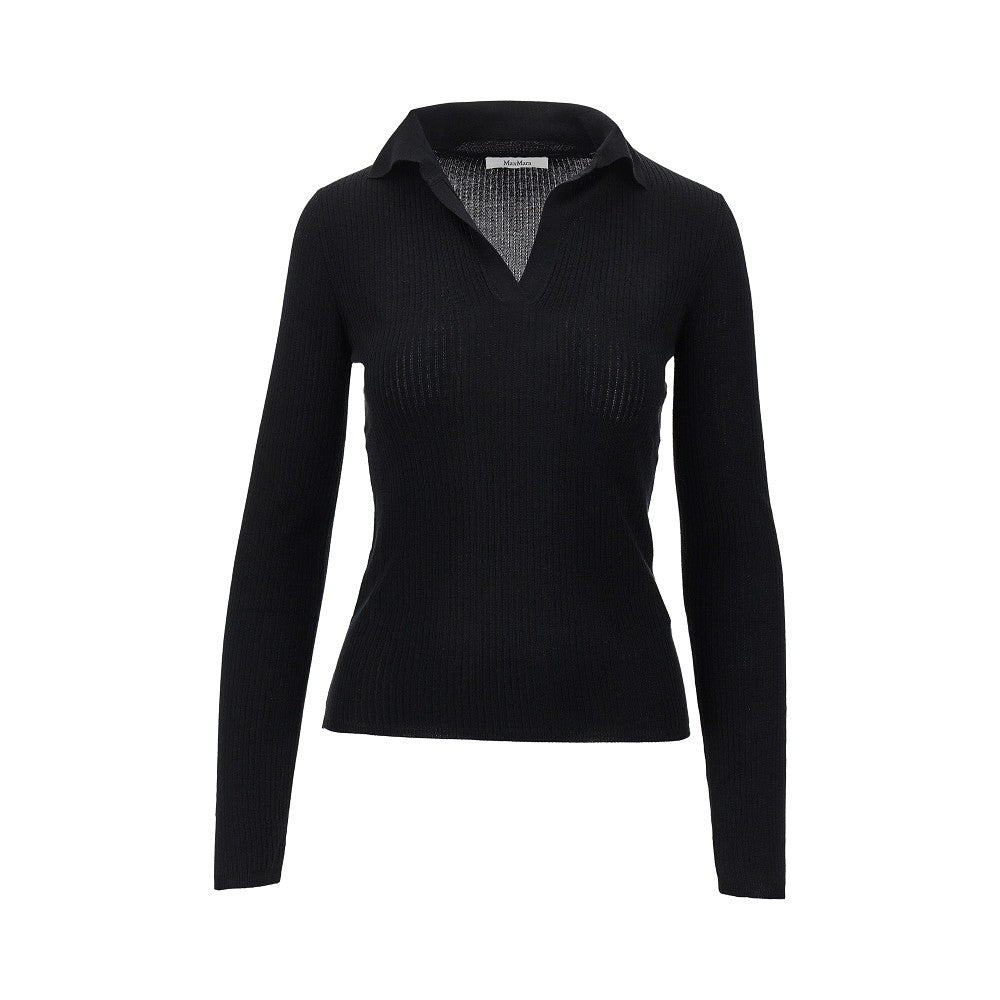 MAX MARA Cashmere and silk-blend knitted polo shirt