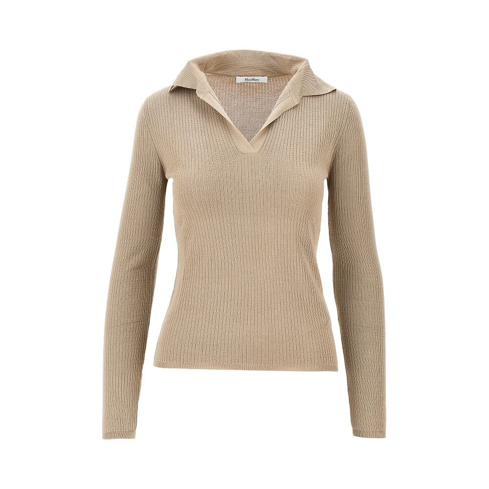 MAX MARA Cashmere and silk-blend knitted polo shirt