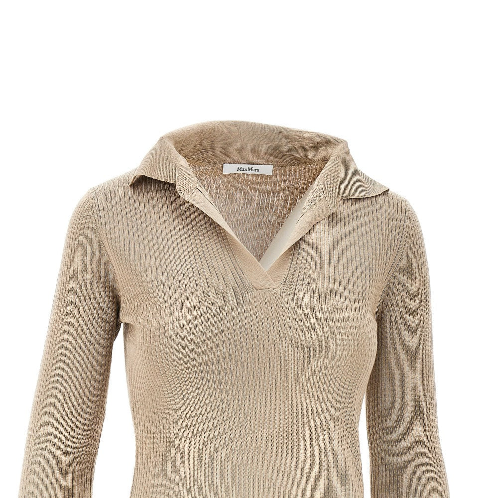 MAX MARA Cashmere and silk-blend knitted polo shirt