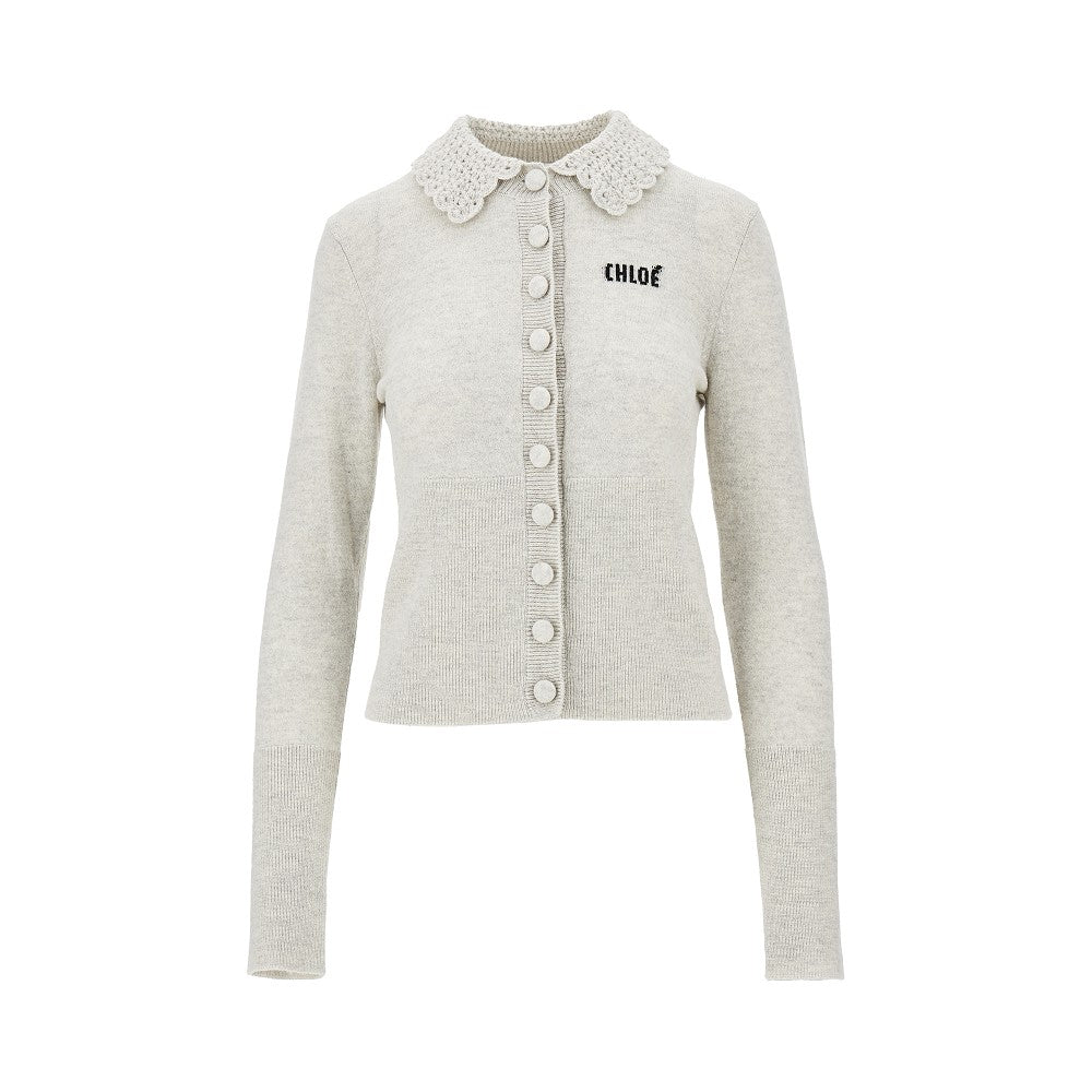 Chloé Guipure collar wool cardigan